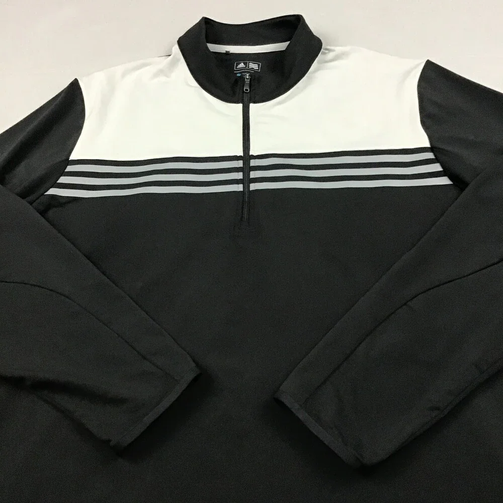 Adidas Sweater Men 2XL Black ClimaCool 1/4 Zip Golf Pullover Collar Golfer XXL